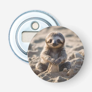 Baby Sloth Building Sand Castles, Bottle Opener