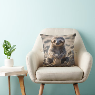 Baby Sloth Building Sand Castles, Cushion