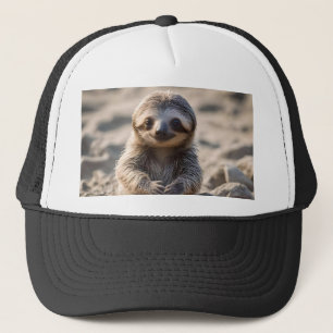 Baby Sloth Building Sand Castles, Trucker Hat