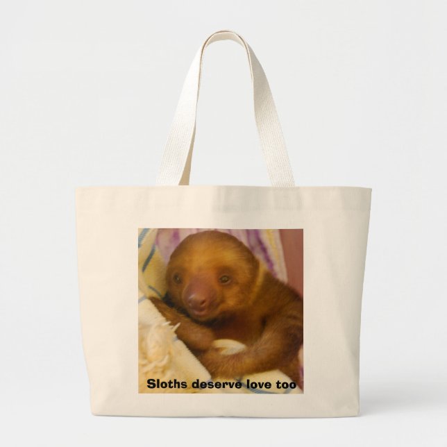 Baby Sloth Large Tote Bag (Front)