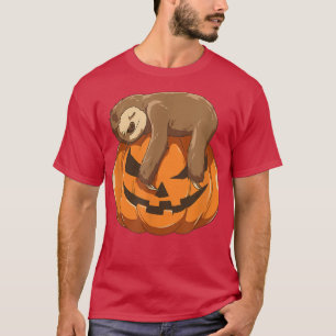 Baby Sloth Sleeping Sloth Scary Pumpkin Face Hallo T-Shirt