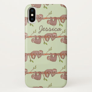 Baby Sloths hanging on Tree Pattern Case-Mate iPhone Case