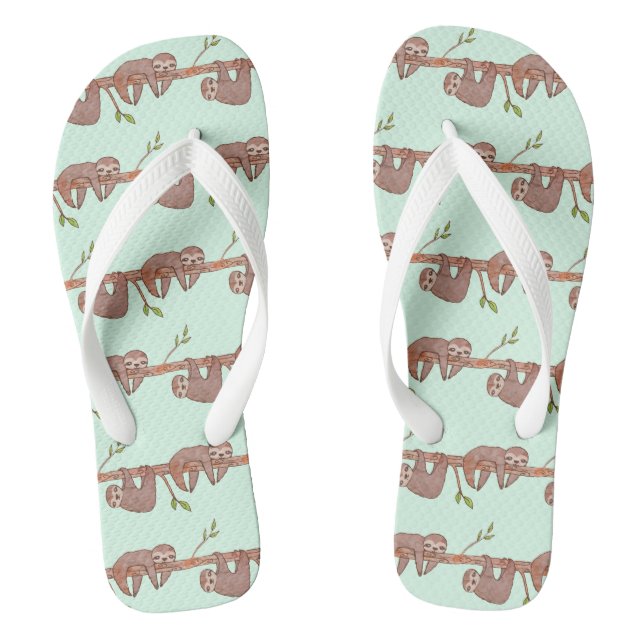 Baby Sloths hanging on Tree Pattern Jandals (Footbed)