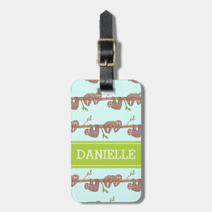 Baby Sloths hanging on Tree Pattern Luggage Tag