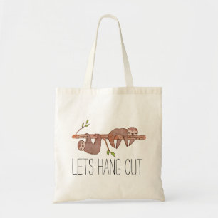 Baby Sloths hanging on Tree Pattern Tote Bag