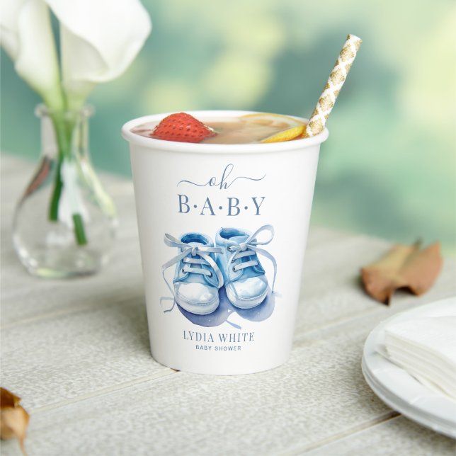 Baby Sneakers Baby Shower, Boy Baby Shower Paper Cups (Insitu)