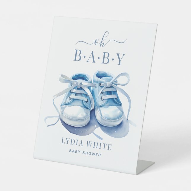 Baby Sneakers Baby Shower, Boy Baby Shower Pedestal Sign (Front)