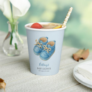 Baby Sneakers Minimalist Baby Shower  Paper Cups
