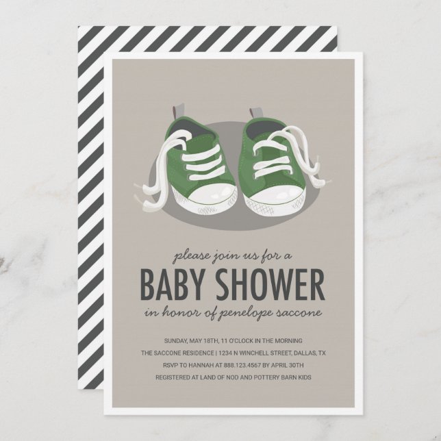 Baby Sneakers Shoes Invitation (Front/Back)