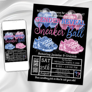 Baby Sneakers Sneaker Ball Gender Reveal Invitation