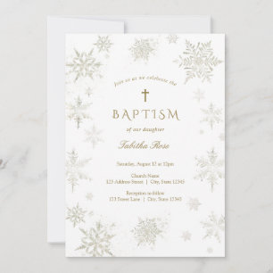 Baby Snowflake Baptism Invitation