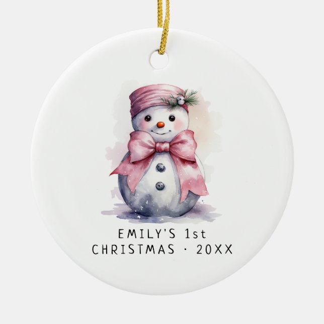 Baby Snowman | Baby's First Christmas  Ceramic Tree Decoration (Front)