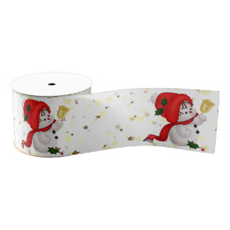 Baby Snowman With Bell Christmas Satin Ribbon Grosgrain Ribbon