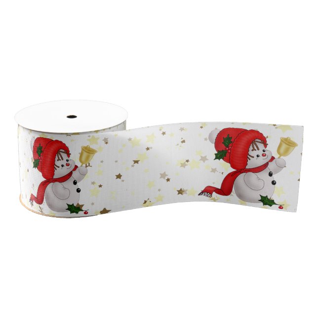 Baby Snowman With Bell Christmas Satin Ribbon Grosgrain Ribbon (Spool)