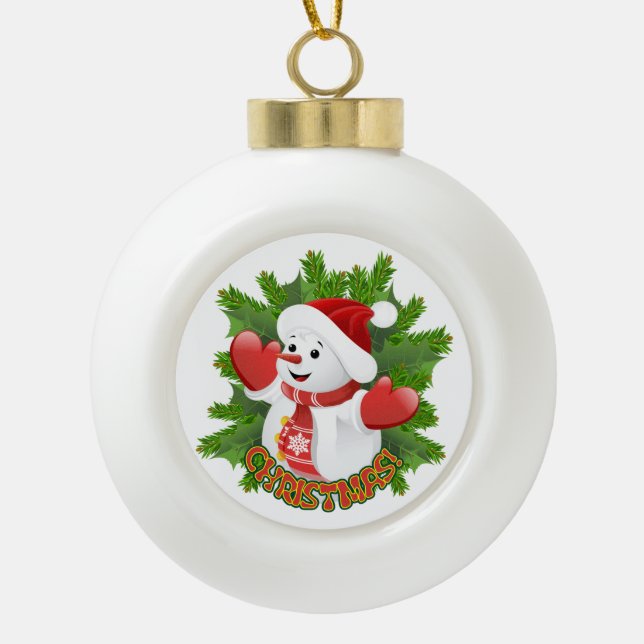 Baby Snowman with Crystal Snowflakes Ornament (Front)