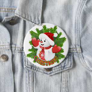 Baby Snowman with Crystal Snowflakes Ornament 10 Cm Round Badge