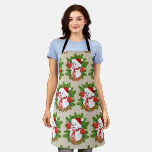 Baby Snowman with Crystal Snowflakes Ornament Apron