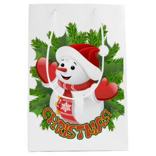 Baby Snowman with Crystal Snowflakes Ornament Medium Gift Bag