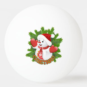 Baby Snowman with Crystal Snowflakes Ornament Ping Pong Ball