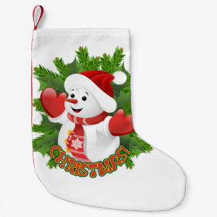 Baby Snowman with Crystal Snowflakes Ornament Small Christmas Stocking