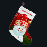 Baby Snowman With Red Santa Hat Small Christmas Stocking<br><div class="desc">Make a nice kid happy this holiday season with this cute Xmas stocking featuring a smiling baby snowman with red Santa hat!
Customise it with his or her name and see the joy in the eyes of your precious little one after finding those amazing gifts inside!</div>