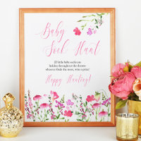 Baby Sock Hunt Pink Wildflower Baby Shower Game