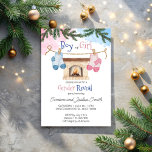 Baby socks winter Christmas gender reveal  Invitation<br><div class="desc">Baby socks winter Christmas gender reveal invitation template boy or girl pink blue gender reveal invitations winter boy or girl gender reveal invitations template instant download,  fireplace wool socks gender reveal cards</div>