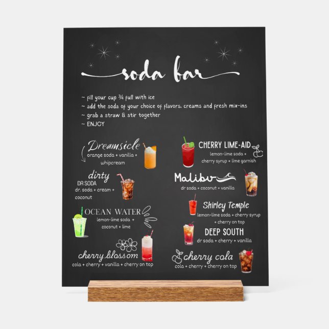 Baby Soda Ready to POP Soda Bar  Acrylic Sign (Front)