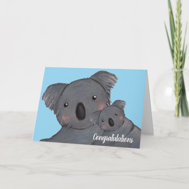 Baby son congratulations koala blue card (Front)