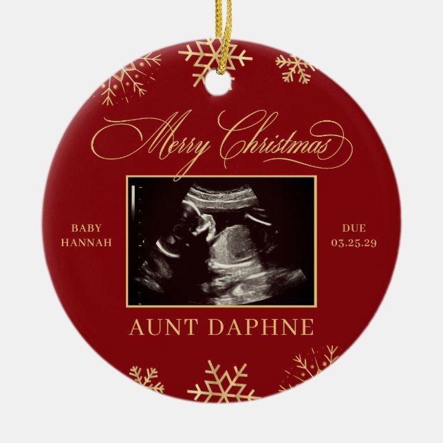 Baby Sonogram Surprise Family Ultrasound Christmas Ceramic Tree Decoration (Front)