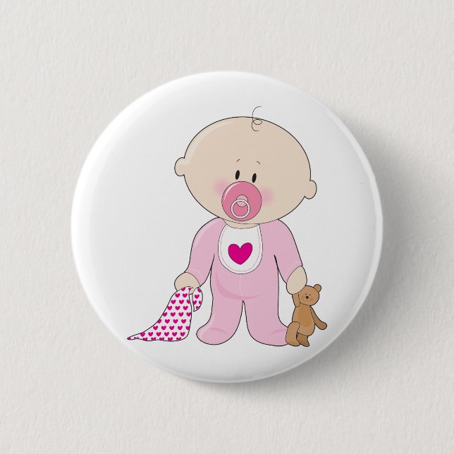 Baby Soother Girl 6 Cm Round Badge (Front)