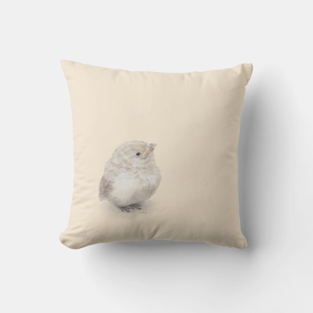 Baby Sparrow Digital Watercolor Cushion (Front)