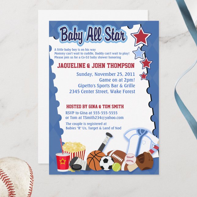 BABY SPORTS FAN ALL STAR Baby Shower Invitation (Baby All Stars Boy Baby Shower Invitation)