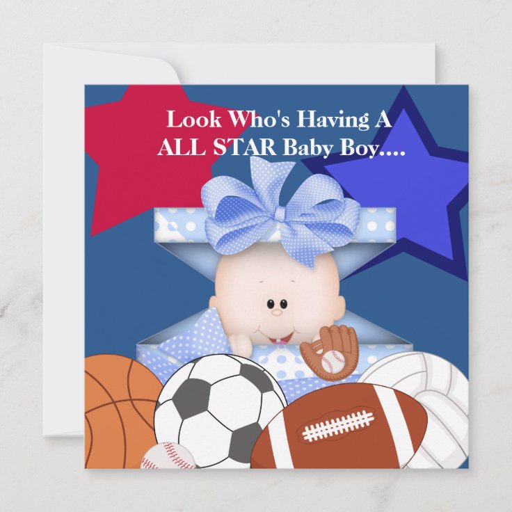 BABY SPORTS SHOWER INVITATION FOR BOY Zazzle.co.nz