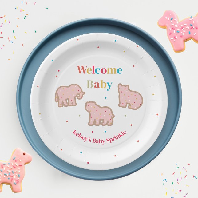 Baby Sprinkle Animal Cookies Girl Baby Shower Paper Plate (Creator Uploaded)