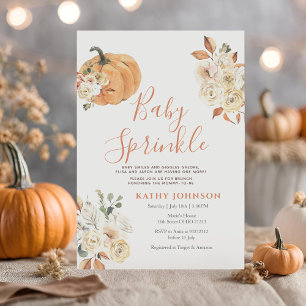 Baby Sprinkle Autumn Floral Pumpkin Baby Shower Invitation