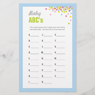 Baby Sprinkle / Baby Shower ABCs Game - Blue