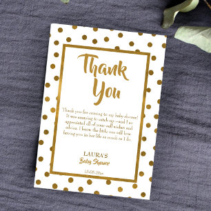 Baby sprinkle baby shower golden  thank you card