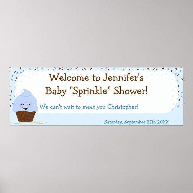 Baby Sprinkle Banner In Blues Poster (Front)