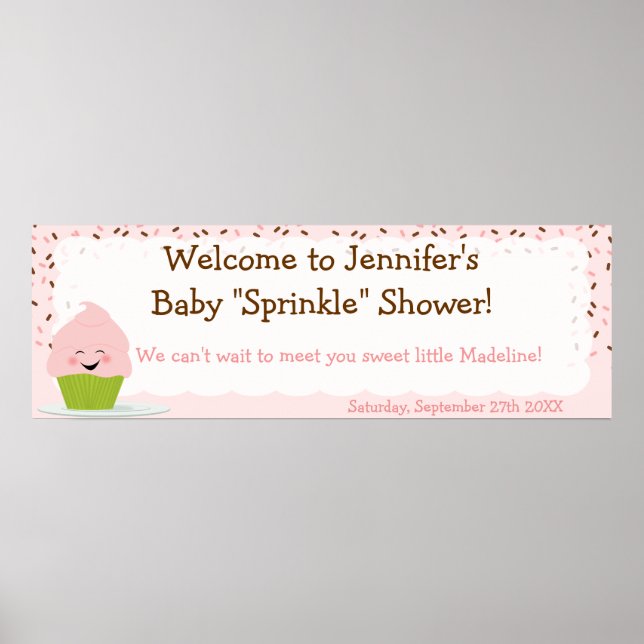 Baby Sprinkle Banner In Pinks Poster (Front)