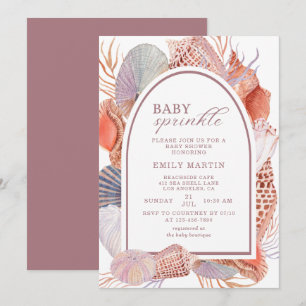 Baby Sprinkle Beach Seashells Baby Shower Invitation