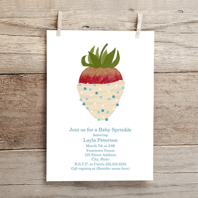 Baby Sprinkle Chocolate Strawberry Boy Baby Shower Invitation (Creator Uploaded)