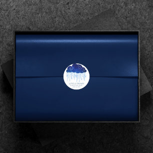 Baby Sprinkle Classic Blue   Cool Shower Thank You Round Sticker