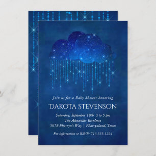 Baby Sprinkle Classic Blue   Moody Baby Shower Invitation