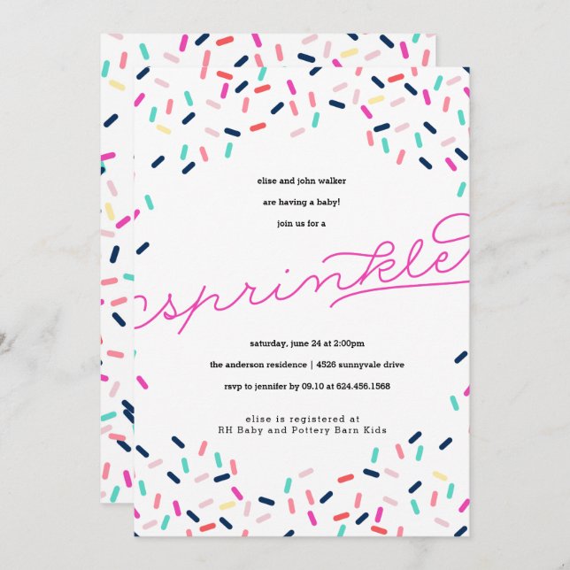 BABY SPRINKLE CONFETTI INVITATION (Front/Back)