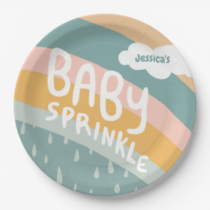 BABY SPRINKLE Cute Clouds Rainbow Pastel  Custom Paper Plate