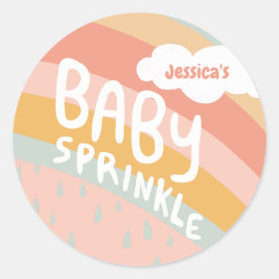 BABY SPRINKLE Cute Clouds Rainbow Rain Custom Classic Round Sticker