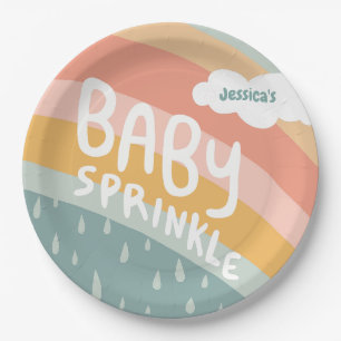 BABY SPRINKLE Cute Clouds Rainbow Rain  Custom Paper Plate