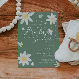 Baby Sprinkle, Daisy Sage Green Baby shower Invitation