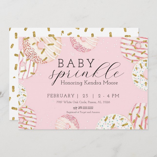 Baby Sprinkle Doughnut Invitation  (Front/Back)